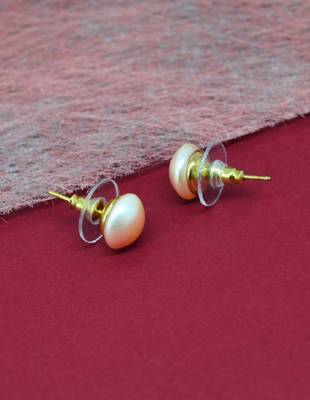 splendid round shape mother of pearl 1 pair gold plated stud earring for women and girls 5