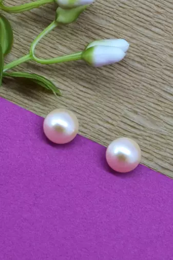 modish round shape mother of pearl 1 pair gold plated stud earring for women and girls