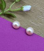 modish round shape mother of pearl 1 pair gold plated stud earring for women and girls