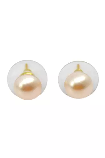 modish round shape mother of pearl 1 pair gold plated stud earring for women and girls