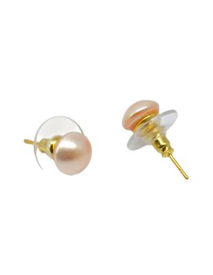 modish round shape mother of pearl 1 pair gold plated stud earring for women and girls 3