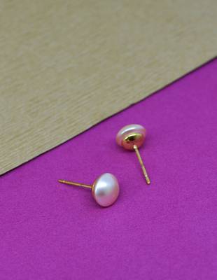 modish round shape mother of pearl 1 pair gold plated stud earring for women and girls 4