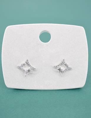 stylish star design cz brass silver plated stud earring for women and girls 3