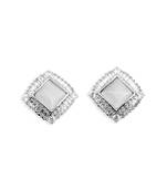 trendy square shape kundan brass silver plated stud earring for women and girls