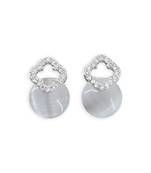 pretty circle shape grey pearl cz brass silver plated stud earring for women and girls