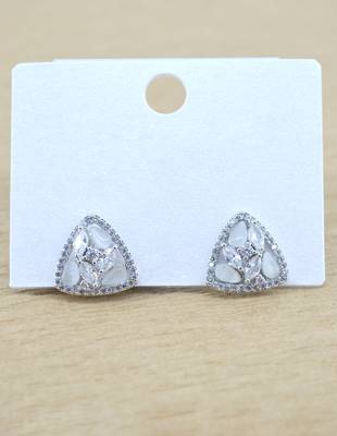 superb rectangle shape kundan brass silver plated stud earring for women and girls 3