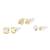 modish flower design pearl cz brass gold plated set of 3 combo stud earring for women and girls