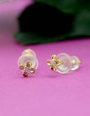 modish flower design pearl cz brass gold plated set of 3 combo stud earring for women and girls 3