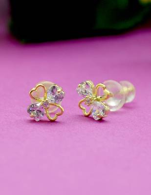 modish flower design pearl cz brass gold plated set of 3 combo stud earring for women and girls 4