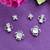 lovely flower design pearl cz brass silver plated set of 3 combo stud earring for women and girls