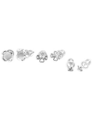 lovely flower design pearl cz brass silver plated set of 3 combo stud earring for women and girls 2