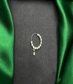 silver nose hoop ring with moissanite dangle