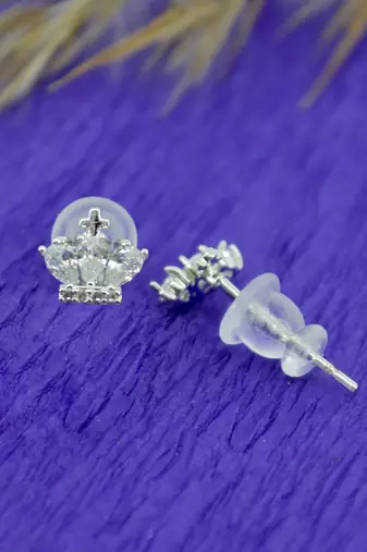 duck bird design pearl cz kundan brass silver plated set of 3 combo stud earring for women and girls