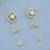 flower and round shape cz pearl brass gold plated set of 3 combo stud earring for women and girls