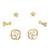 flower and round shape cz pearl brass gold plated set of 3 combo stud earring for women and girls