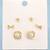 flower and round shape cz pearl brass gold plated set of 3 combo stud earring for women and girls