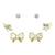 butterfly and heart shape kundan brass gold plated set of 3 combo stud earring for women and girls