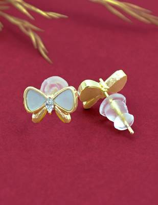 butterfly and heart shape kundan brass gold plated set of 3 combo stud earring for women and girls 5