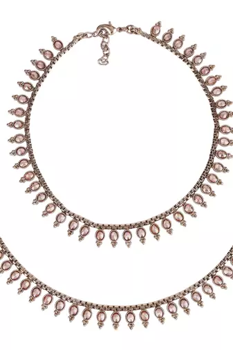 traditional glimmery oval shape gold plated set of 2 anklet(payal) for women