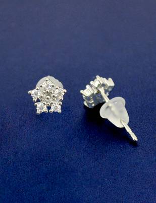 smooth round shape cz brass silver plated stud earring for women and girls 1