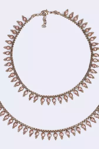traditional glimmery oval shape gold plated set of 2 anklet(payal) for women
