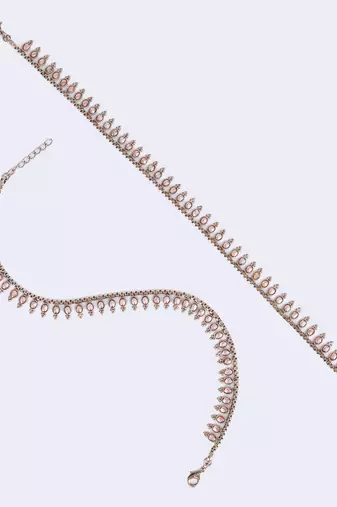 traditional glimmery oval shape gold plated set of 2 anklet(payal) for women