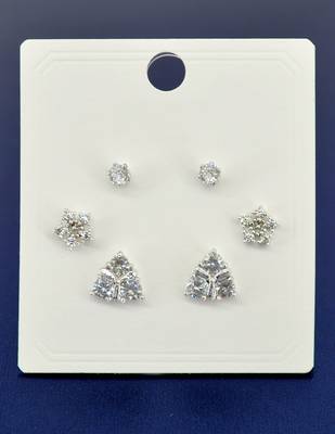 smooth round shape cz brass silver plated stud earring for women and girls 3
