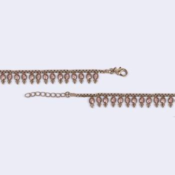 traditional glimmery oval shape gold plated set of 2 anklet(payal) for women 4