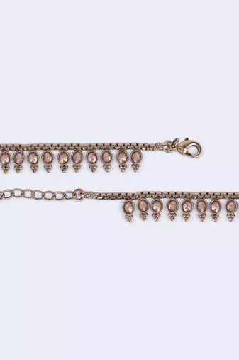 traditional glimmery oval shape gold plated set of 2 anklet(payal) for women