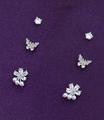 butterfly and flower design cz brass silver plated set of 3 combo stud earring for women and girls