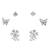 butterfly and flower design cz brass silver plated set of 3 combo stud earring for women and girls