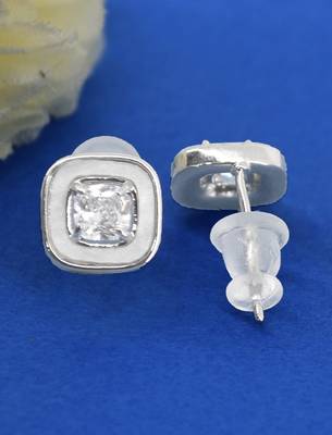 lovely circle shape cz brass silver plated set of 3 combo stud earring for women and girls 5