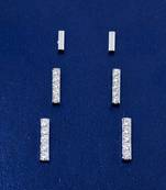 modern straight bar cz brass silver plated set of 3 combo stud earring for women and girls