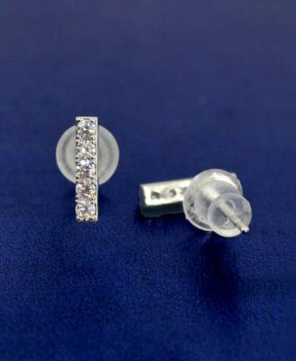 modern straight bar cz brass silver plated set of 3 combo stud earring for women and girls 4