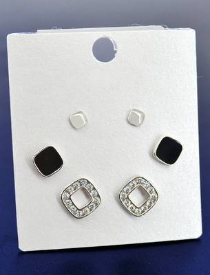 modish circle shape cz brass silver plated set of 3 combo stud earring for women and girls 2