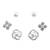 pleasing flower design pearl brass silver plated set of 3 combo stud earring for women and girls