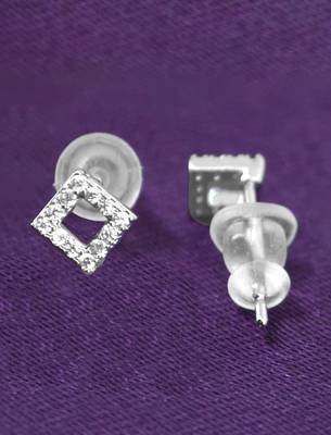 pretty traingle shape cz brass silver plated set of 3 combo stud earring for women and girls 4