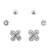 royal flower design cz brass silver plated set of 3 combo stud earring for women and girls