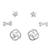 smooth flower and bow design cz brass silver plated set of 3 combo stud earring for women and girls