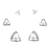 splendid traingle shape cz brass silver plated set of 3 combo stud earring for women and girls