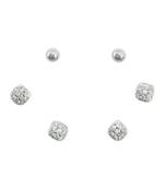 stylish round shape cz brass silver plated set of 3 combo stud earring for women and girls