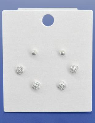 stylish round shape cz brass silver plated set of 3 combo stud earring for women and girls 2