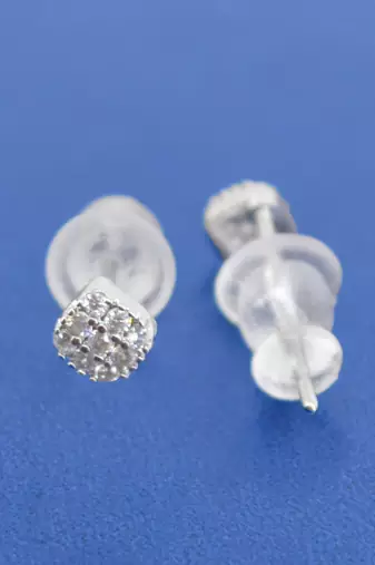 stylish round shape cz brass silver plated set of 3 combo stud earring for women and girls