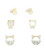 trendy round shape cz brass gold plated set of 3 combo stud earring for women and girls