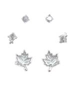 finely round and leaf design cz brass silver plated set of 3 combo stud earring for women and girls