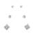 flowing round shape cz brass silver plated set of 3 combo stud earring for women and girls