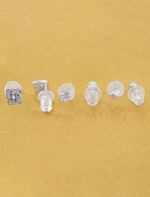 flowing round shape cz brass silver plated set of 3 combo stud earring for women and girls 3
