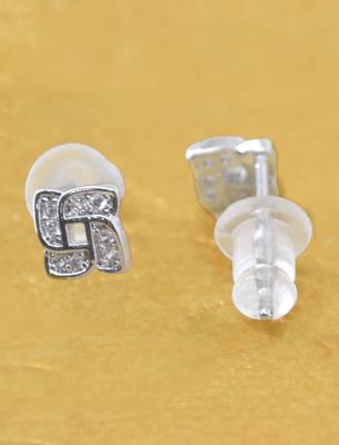 flowing round shape cz brass silver plated set of 3 combo stud earring for women and girls 5