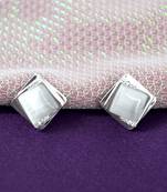lovely round shape cz brass silver plated stud earring for women and girls
