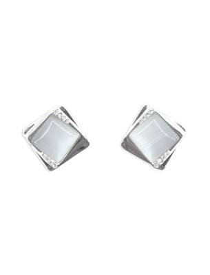lovely round shape cz brass silver plated stud earring for women and girls 2